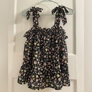 Who What Wear Black Floral Tank Top